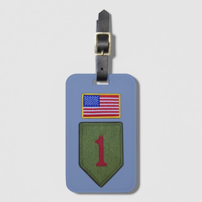 Arméns första Inf Div Infantry Division veterinäre Bagagebricka (Framsida vertikal)