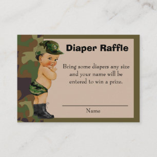 Arméns Grönt Camouflage Diaper Raffle Insert Tilläggskort