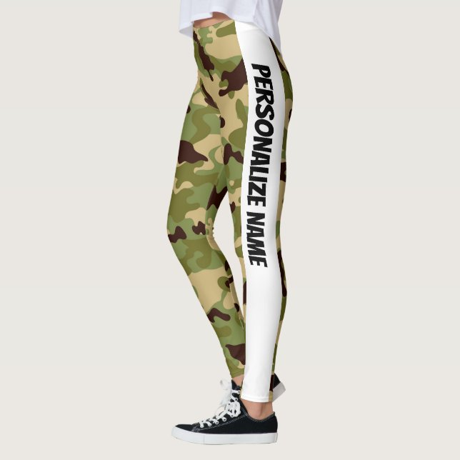 Arméns Grönt Camouflage PERSONALIZE Leggings (Vänster)