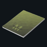 Arméns grönt, geometriskt nät mönster Monogram Anteckningsblock<br><div class="desc">Monogram Anpassa anteckningsblockets skolkontorsutrustning med din anpassningsbar från början och namn. Triangelns geometriska nät med ljusstyrd övertoning av grönt i armé.</div>