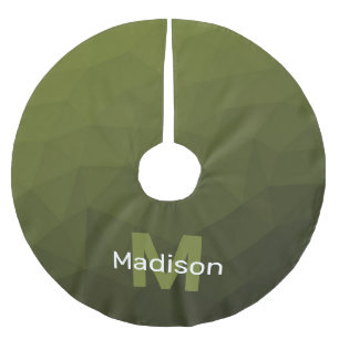 Arméns grönt, geometriskt nät mönster Monogram Julgransmatta Borstad Polyester