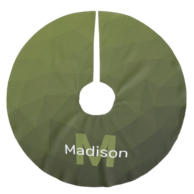 Arméns grönt, geometriskt nät mönster Monogram Julgransmatta Borstad Polyester (Framsidan)