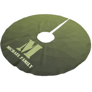 Arméns grönt, geometriskt nät mönster Monogram Julgransmatta Borstad Polyester