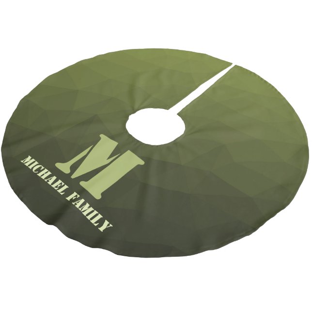 Arméns grönt, geometriskt nät mönster Monogram Julgransmatta Borstad Polyester (Vinklad)