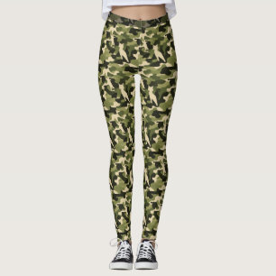Arméns Grönt Kattdjur Camouflage (Mönster 1) Leggi Leggings