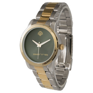 Arméns Grönt Metallic Armbandsur