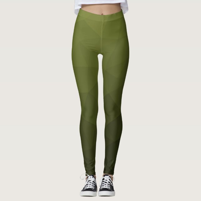 Arméns grönt olivgradient, geometrisk maska mönste leggings (Framsida)