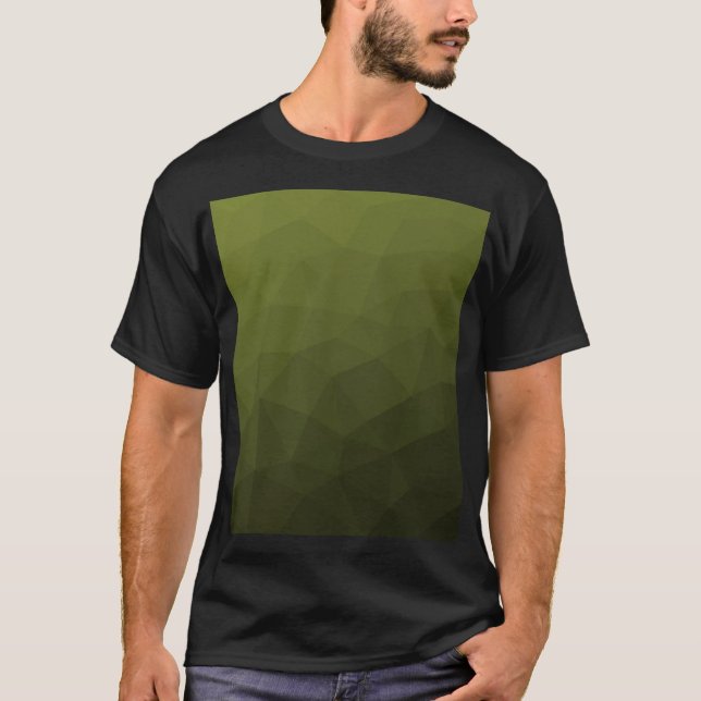 Arméns grönt olivgradient, geometrisk maska mönste t shirt (Framsida)