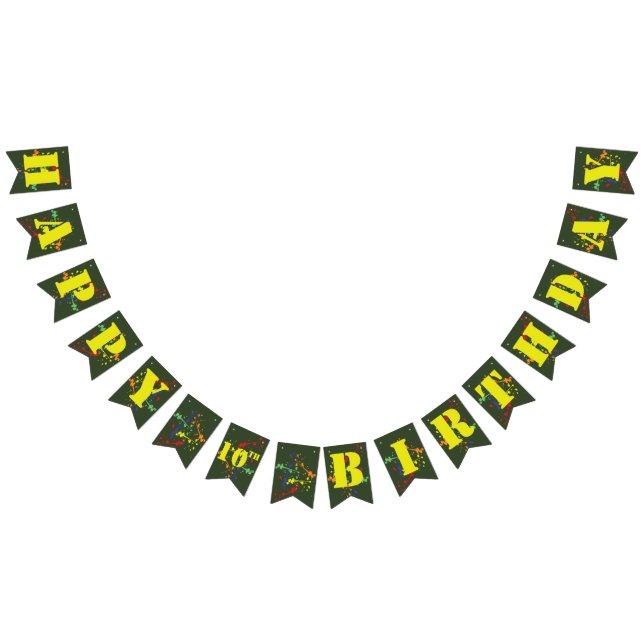 Arméns Grönt Paintball Party Grattis på födelsedag Vimplar (Alla)