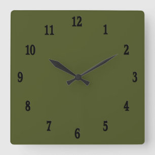 Arméns Grönt Wall Clock Fyrkantig Klocka