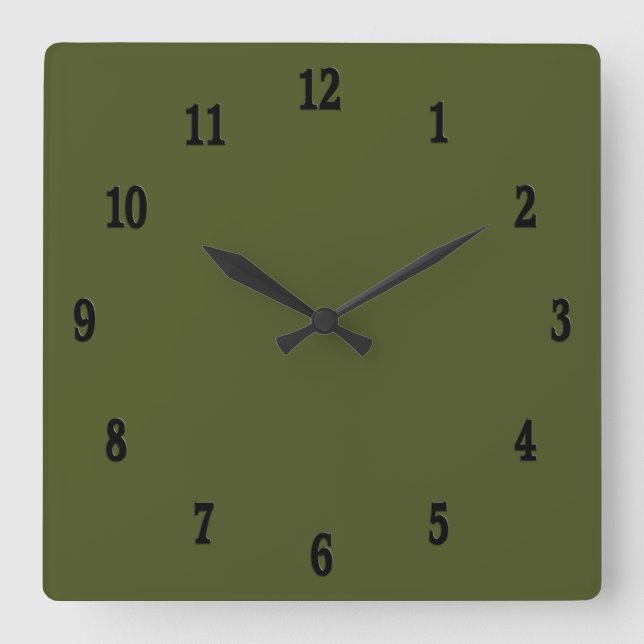 Arméns Grönt Wall Clock Fyrkantig Klocka (Framsida)