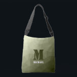Arméns ljust grönt geometriska maska mönster Monog Axelväska<br><div class="desc">Monogram Anpassa med din anpassningsbar från början och namn. Arméns övertoning av grönt,  geometriska nät,  trianglar av mönster,  ombre. Triangelns geometriska nät med ljusgradient av grått grönt mörk-. militär,  armé,  mönster,  armé,  armé,  maskor,  trianglar,  geometri,  geometri,  gradient,  coola,  triangel,  grönt</div>