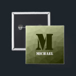 Arméns ljust grönt geometriska maska mönster Monog Knapp<br><div class="desc">Monogram Anpassa med din anpassningsbar från början och namn. Arméns övertoning av grönt,  geometriska nät,  trianglar av mönster,  ombre. Triangelns geometriska nät med ljusgradient av grått grönt mörk-. militär,  armé,  mönster,  armé,  armé,  maskor,  trianglar,  geometri,  geometri,  gradient,  coola,  triangel,  grönt</div>