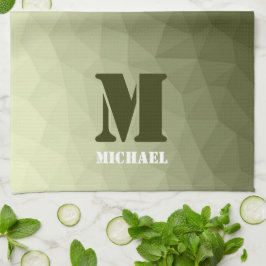 Arméns ljust grönt geometriska maska mönster Monog Kökshandduk