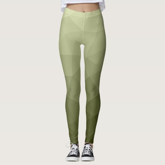 Arméns ljust grönt gradient, geometriskt rutnät mö leggings (Framsida)