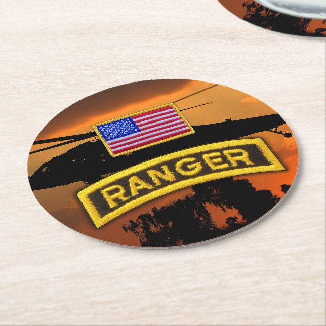 Arméns luftburna skogsväktare skogsvaktare veteran underlägg papper rund (Vinklad)