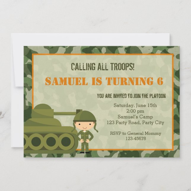 Arméns (militär) inbjudan till Camouflage Soldier (Framsida)