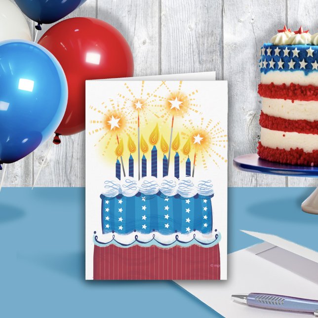 Arméns Rött vitt blått ljussken Celebrate Birthday Kort (Skapare uppladdad)