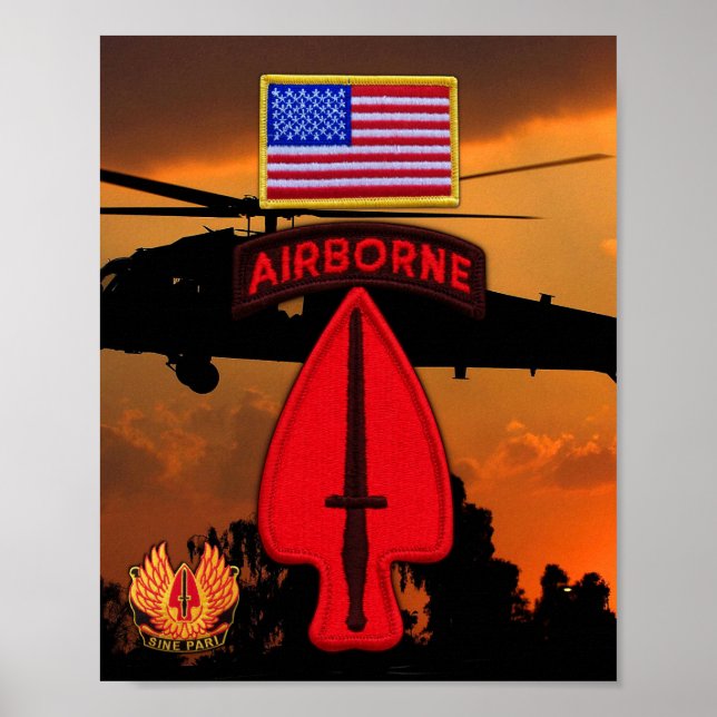 Arméns USASOC Speciella Ops LRRPS LRRP Recon Veter Poster (Framsidan)