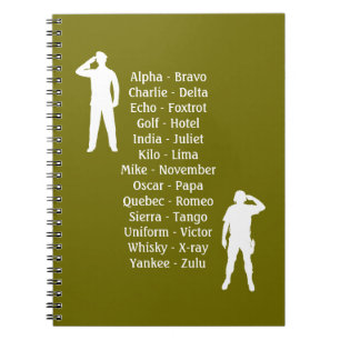Armésoldat Phonetic Alphabet Cadet School Anteckningsbok