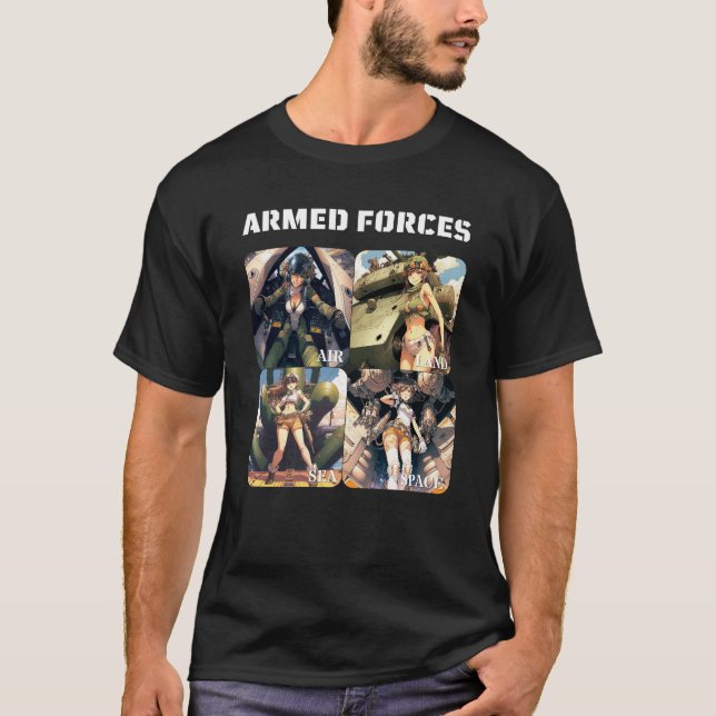 Arméstyrkor - land, hav, luft, rymd - Pinup flicko T Shirt (Framsida)