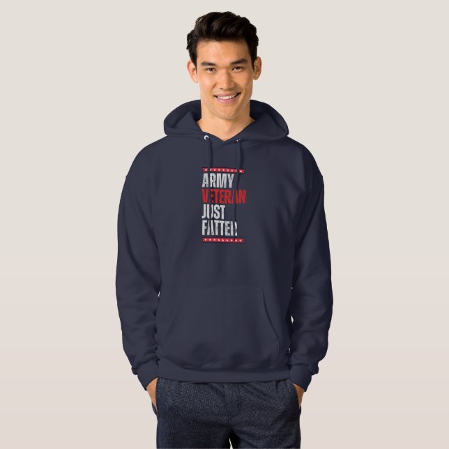 Arméveteran Just Fatter Funny Hoodie (Hel framsida)