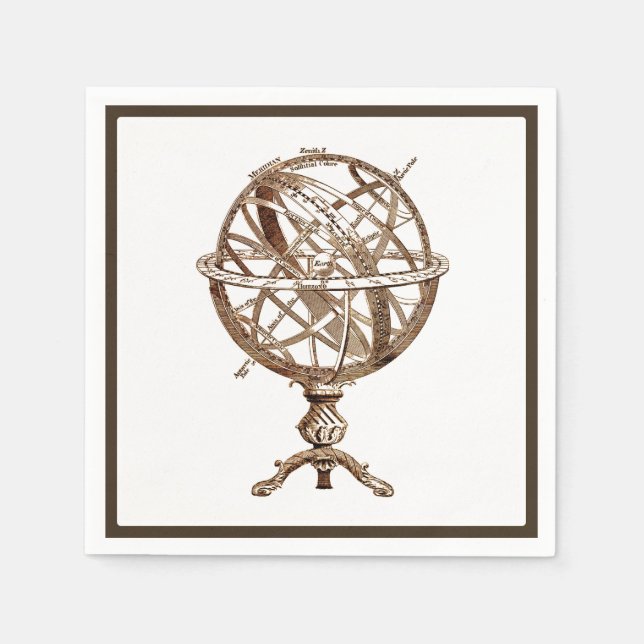 Armillary Celestial Sphere Vintage Sepia Pappersservett (Framsidan)