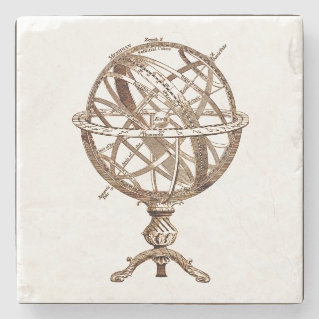 Armillary himmelsk SpherevintageSepia Stenunderlägg (Framsidan)