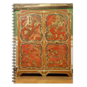 Armoiren med röd lacquer för Chinoiserie fyra Anteckningsbok Med Spiral