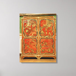 Armoiren med röd lacquer för Chinoiserie fyra Canvastryck