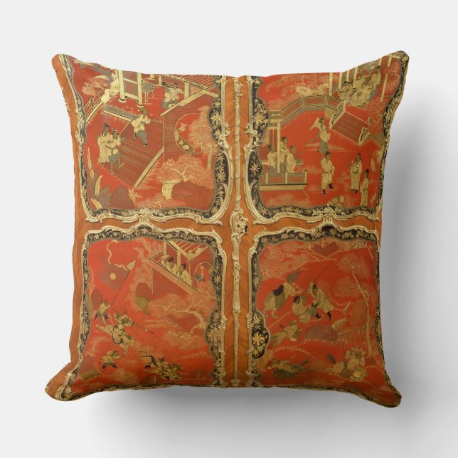 Armoiren med röd lacquer för Chinoiserie fyra Kudde (Framsida)