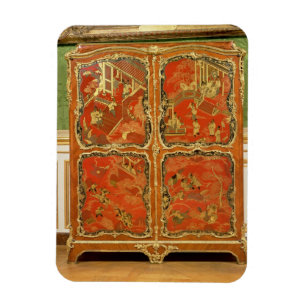 Armoiren med röd lacquer för Chinoiserie fyra Magnet
