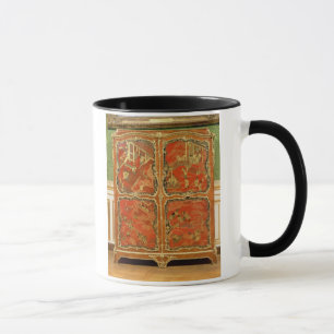 Armoiren med röd lacquer för Chinoiserie fyra Mugg