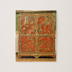 Armoiren med röd lacquer för Chinoiserie fyra Pussel