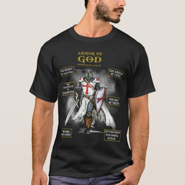 Armor av Gud Christian T Shirt (Framsida)