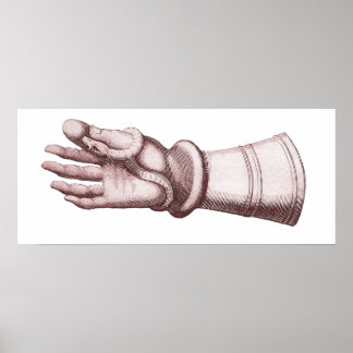 Armor Gauntlet Holding a Snake Unique Old Image Poster