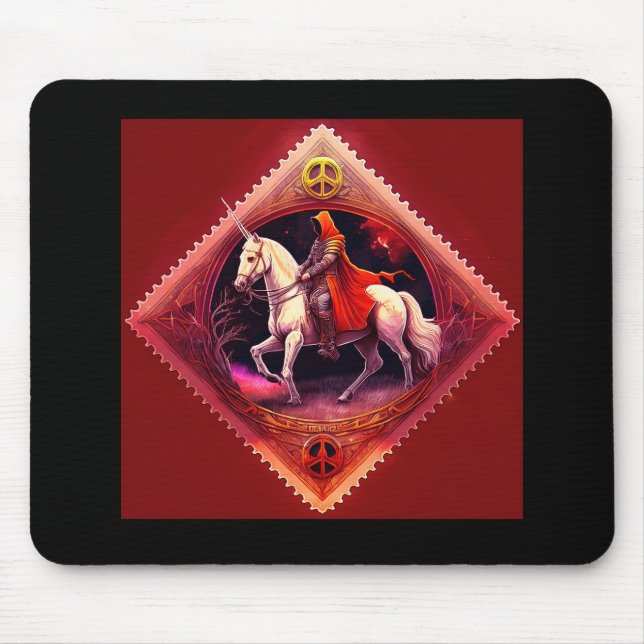Armor Knight i Red Cape Rides A Unicorn Musmatta (Framsidan)