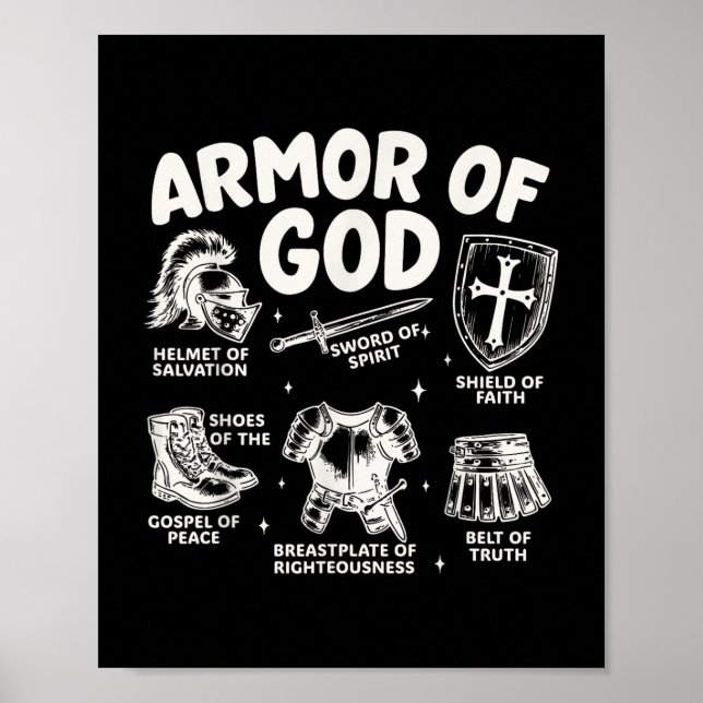 Armor till Gud Christian Battle Gear Bible Verse E Poster (Framsidan)