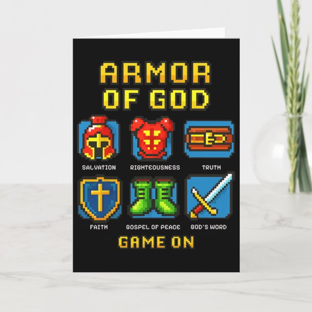 Armor till gud Pixel Faith Christian Video Game Kort (Framsida)
