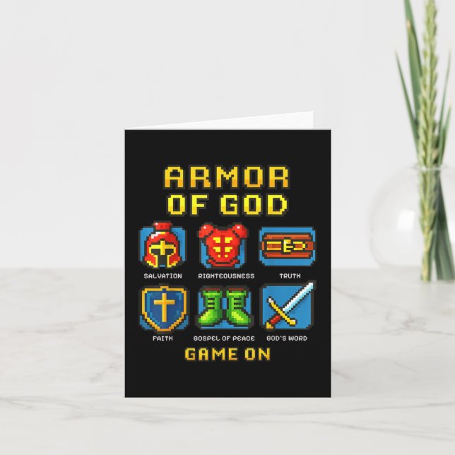 Armor till gud Pixel Faith Christian Video Game Kort (Framsida)
