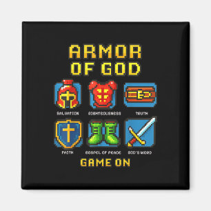 Armor till gud Pixel Faith Christian Video Game Magnet