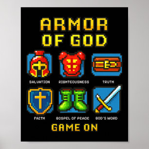 Armor till gud Pixel Faith Christian Video Game Poster
