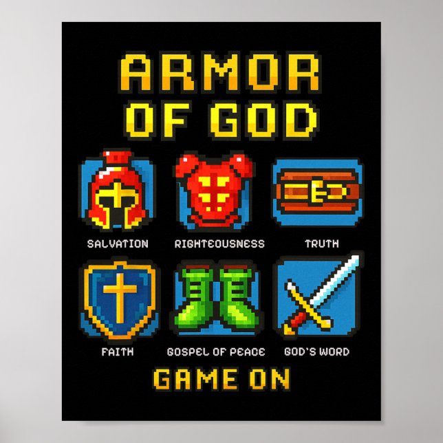 Armor till gud Pixel Faith Christian Video Game Poster (Framsidan)