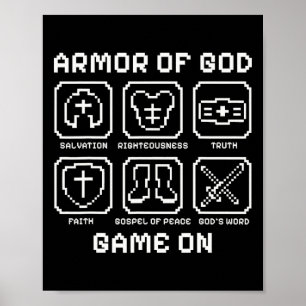 Armor till gud Pixel Faith Christian Video Game Poster