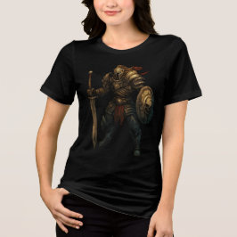 Armored Knight with Sword and Skull Shield T Shirt