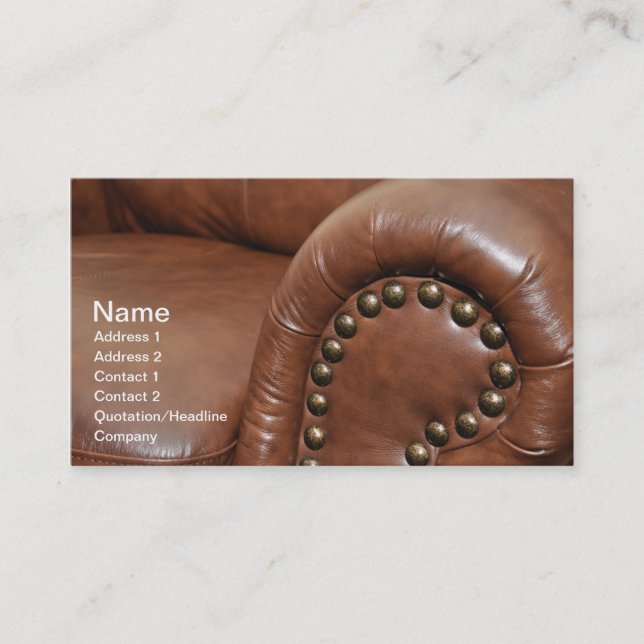 armstöd och stift för en läderstol visitkort (Framsida)