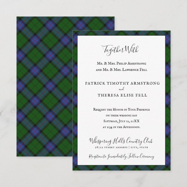 Armstrong Clan Tartan Skotsk Rutmönster Inbjudningar (Fram/baksida)