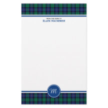 Armstrong Family Blue och Grönt Tartan Monogram