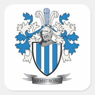 Armstrong Family Crest Jackar av Arm Fyrkantigt Klistermärke