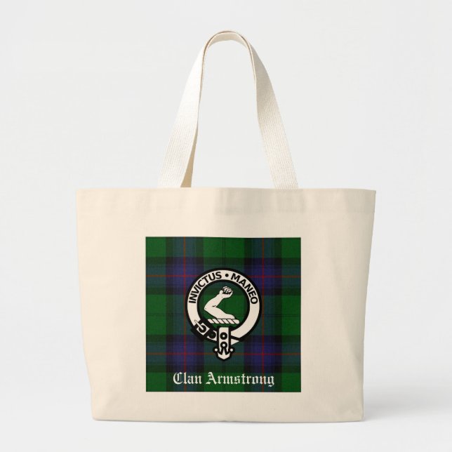Armstrong Family Crest & Tartan Tote Bag Jumbo Tygkasse (Framsidan)